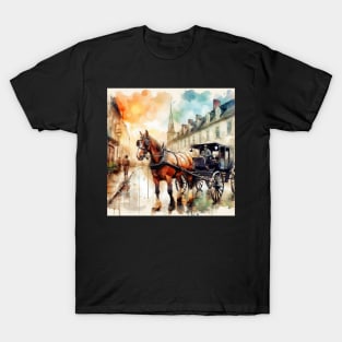 Artist illustration of an idealist town from the horse and buggy days. T-Shirt